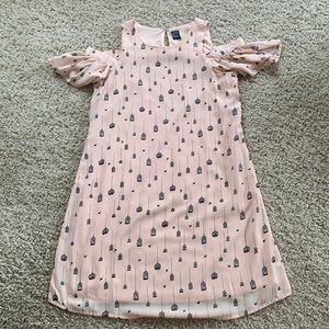 Pale Pink Off the Shoulder Dress with Bird/Birdcage Design